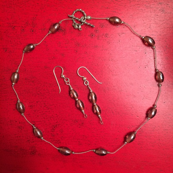 Hand Made Glass Bead Choker and Earrings Set - Picture 2 of 8